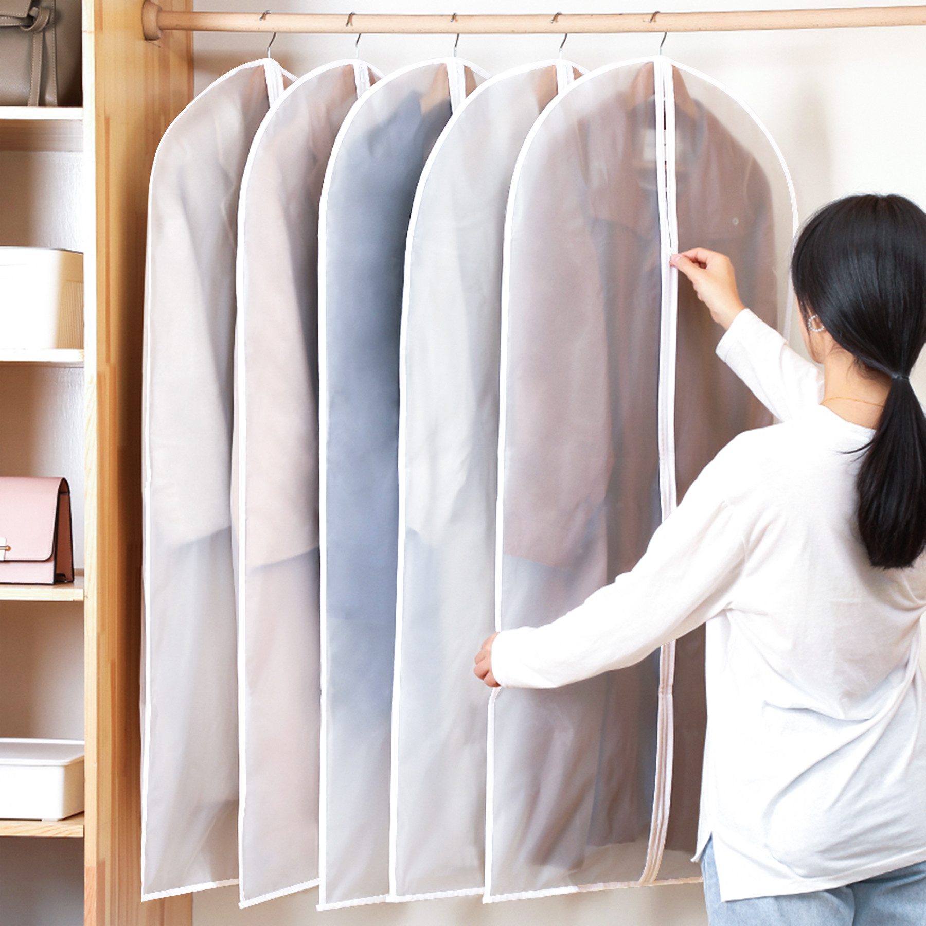 Mutig Kleidersack Kleidersacke 6 Stück Kleidersacke Anzug 60x140cm Atmungsaktiver Stoff (Durchscheinende Anzugtasche, Kleidersäcke, wasserdicht, Kleiderschutzhüllen für Mäntel, Kleider und Abendkleider) Sakkos, Hemden, Anzugsack zur Aufbewahrung, Kleiderhülle