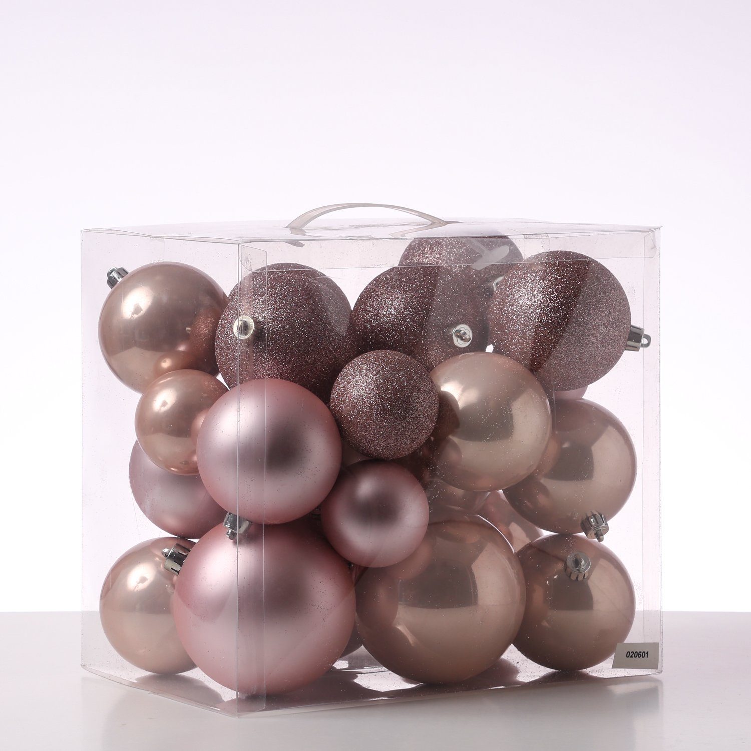 Weihnachtsbaumkugel Christbaumkugel Weihnachtskugel bruchfest glänzend matt rosa 26er Set