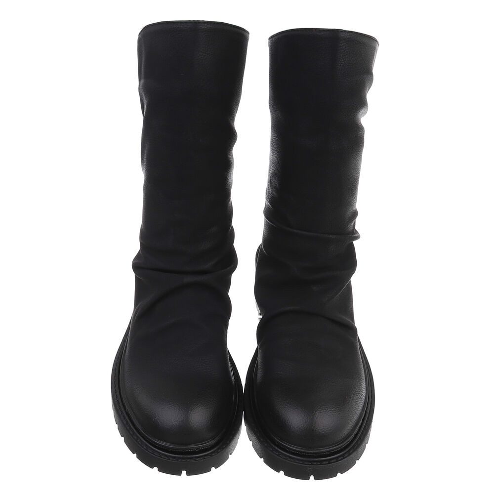 Ital-Design Modischer Stiefel mit gerafftem Design für Alltag Westernstiefelette (90458178) Blockabsatz Stiefeletten in Schwarz – Bild 4 von 5