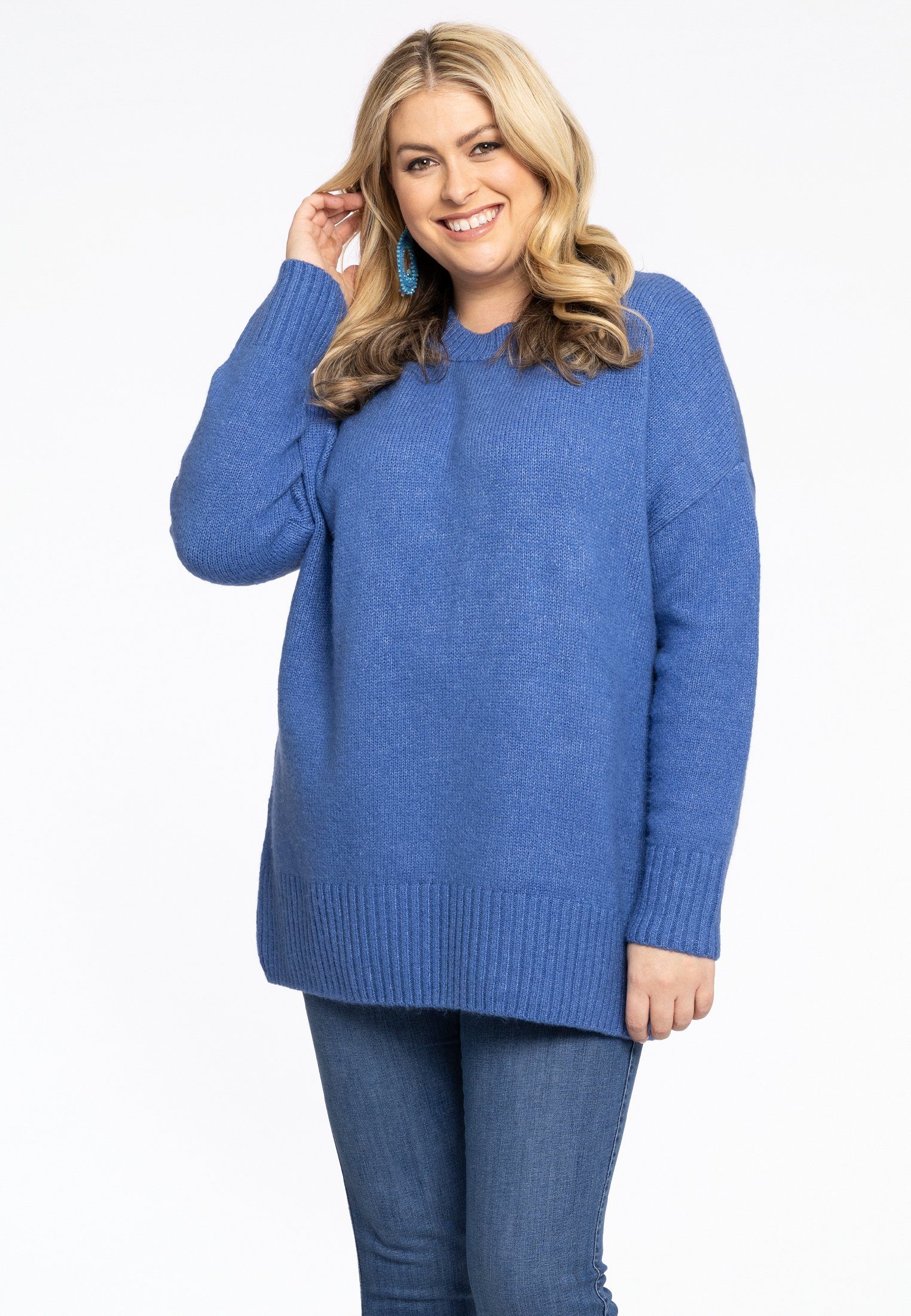 Yoek Longpullover Große Größen indigo