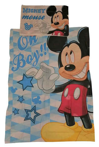 Babybettwäsche Disney Babybettwäsche Mickey Maus mit Sternen, Disney, Renforcé, 2 teilig