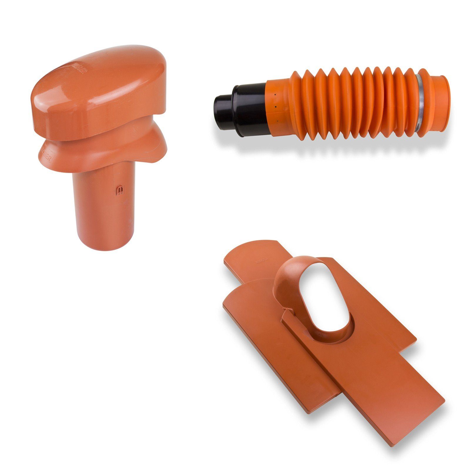 Klöber Dachdurchführung Klöber-Set8 Dachentlüftung DN110 Rot kurz Biberschwanz, PVC