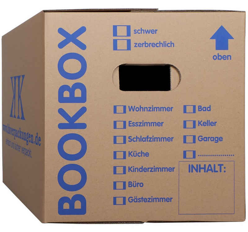KK Verpackungen Aufbewahrungsbox (Spar-Set, 5 St., 5er-Set), Profi Bücherkartons Bücherkarton Umzugskiste 2-wellig 40kg Braun
