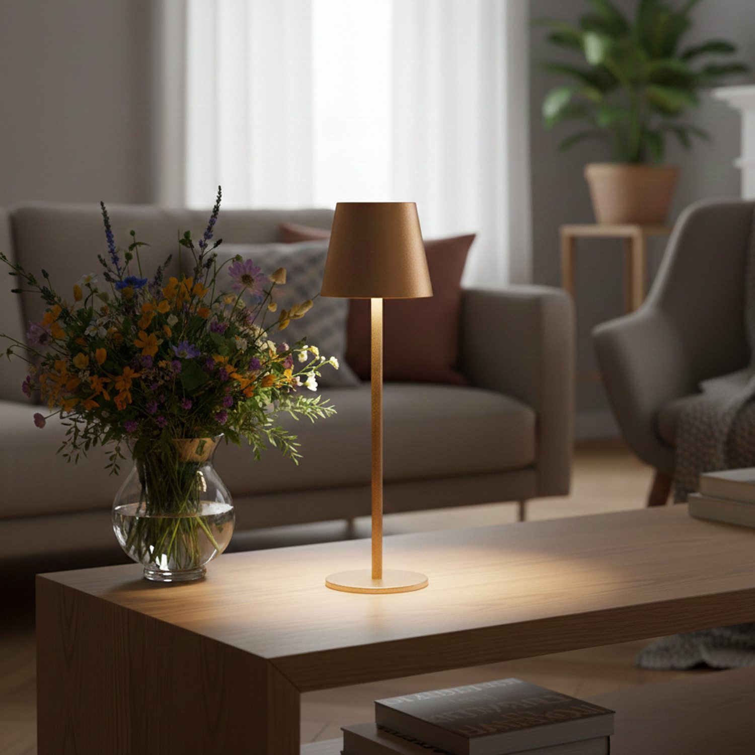 Coen Bakker Deco BV LED Außen-Tischleuchte Touch Tischlampe Dimmbar Akku IP44 Glatt Groß, Touch-Funktion, LED fest verbaut, Kaltweiß, Warmweiß, Tageslichtweiß – Bild 2 von 5