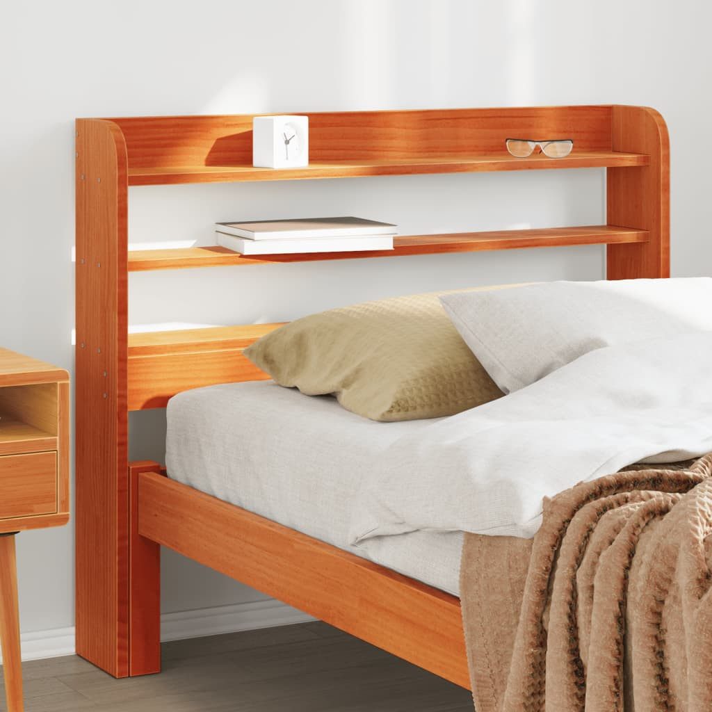 vidaXL Bett, Kopfteil mit Ablagen Wachsbraun 75 cm Massivholz Kiefer günstig online kaufen