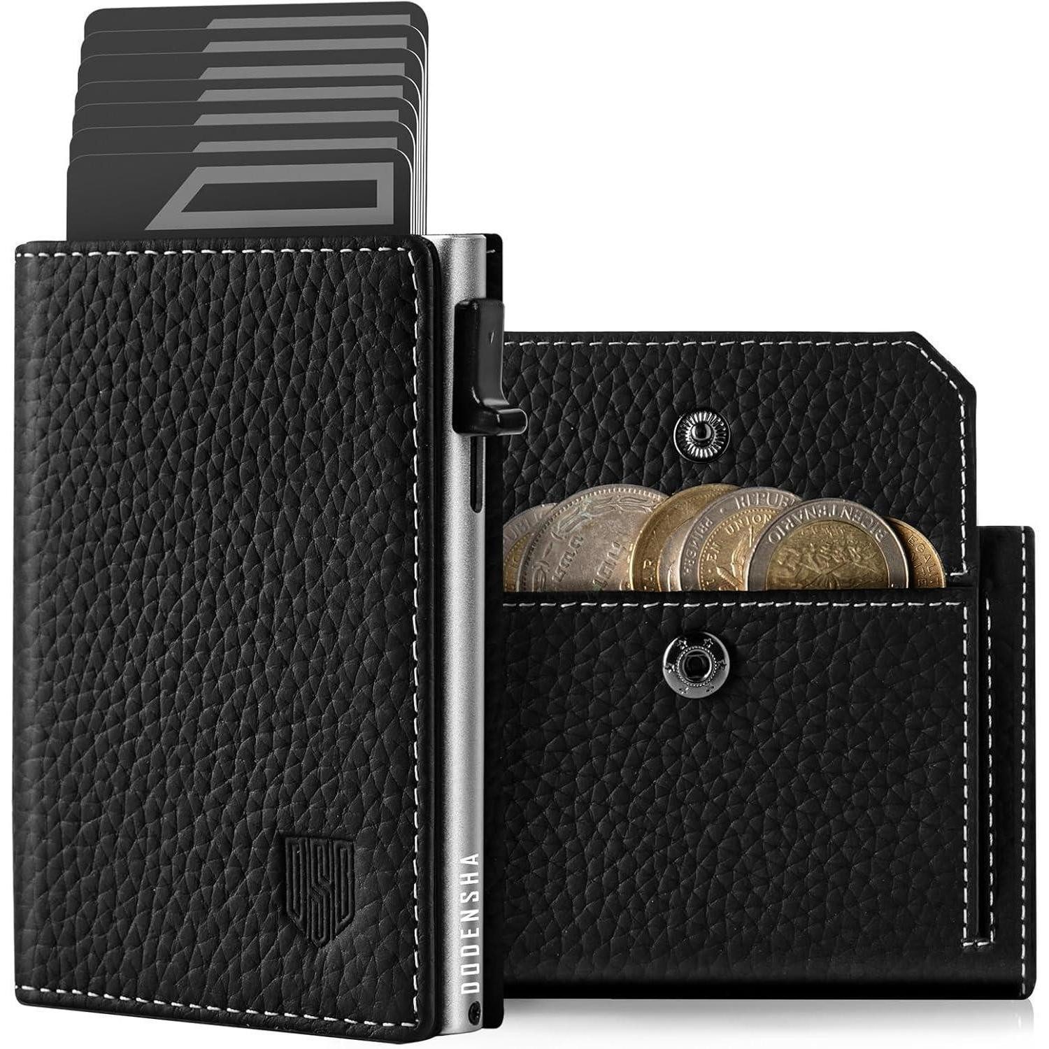 LuxusKollektion Geldbörse Geldbörse Herren RFID Slim 10 Karten Schwarzsilver-togo XL Münzfach