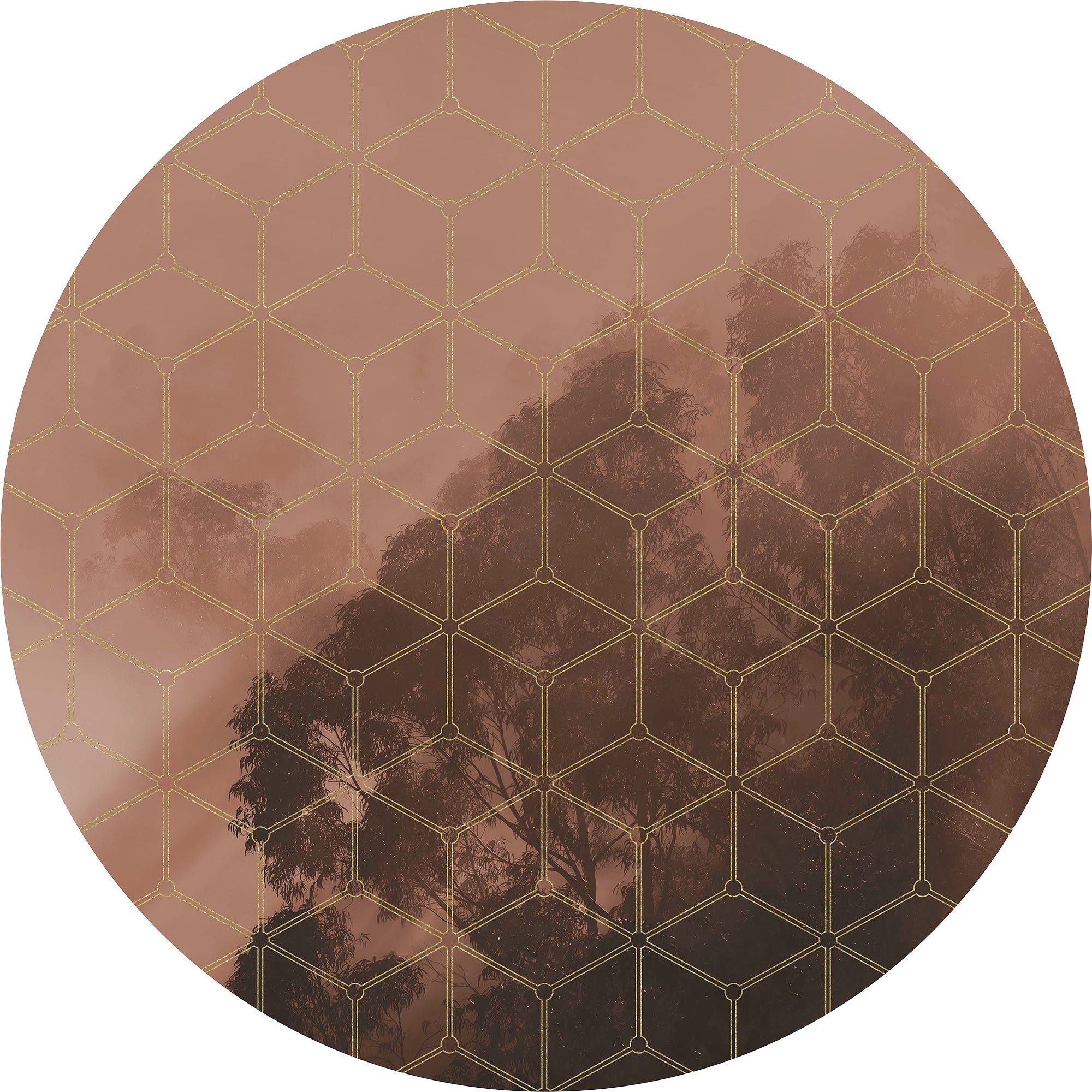 Komar Fototapete Vlies selbstklebend - New Morning - Größe 125 x 125 cm, glatt, bedruckt, (1 St), Wohnzimmer, Schlafzimmer