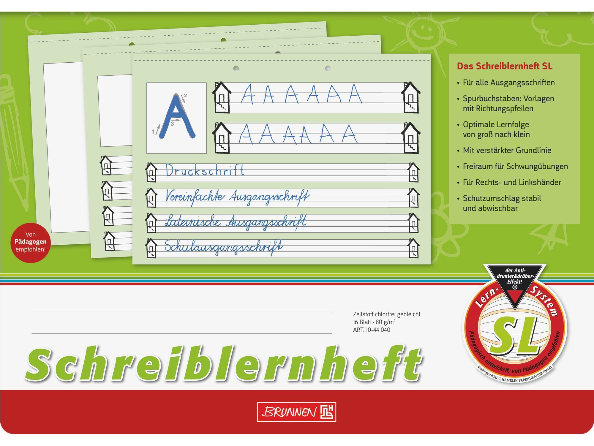 Baier & Schneider Schulheft Schreiblernheft A4 quer Lineatur SL 16 Blatt, Kontrastlineatur