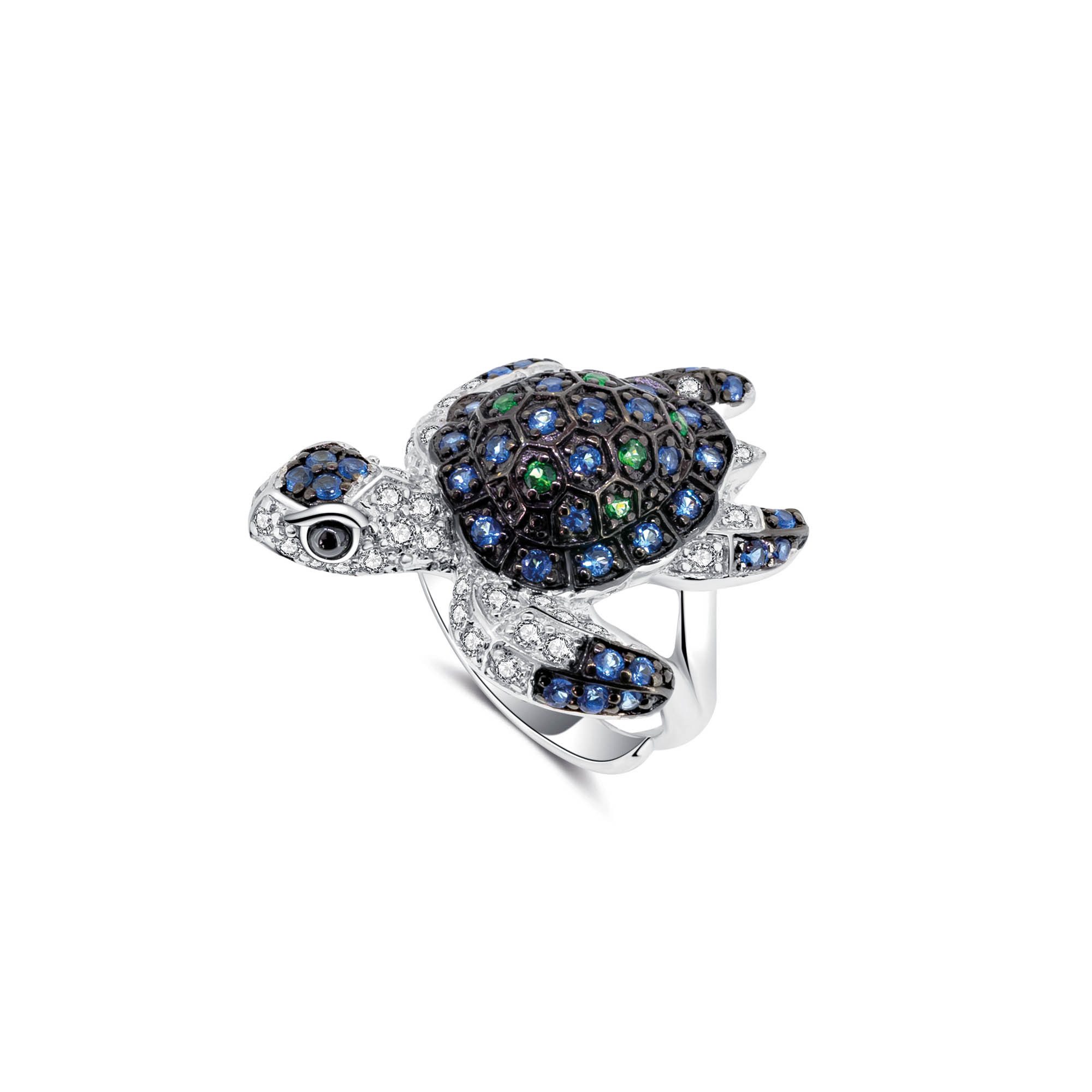 Seinerzeit FLORA & FAUNA Silberring Schelly Schildkröten Ring (1-tlg), Material: 925 Sterling Silber, rhodiniert, geschwärzt