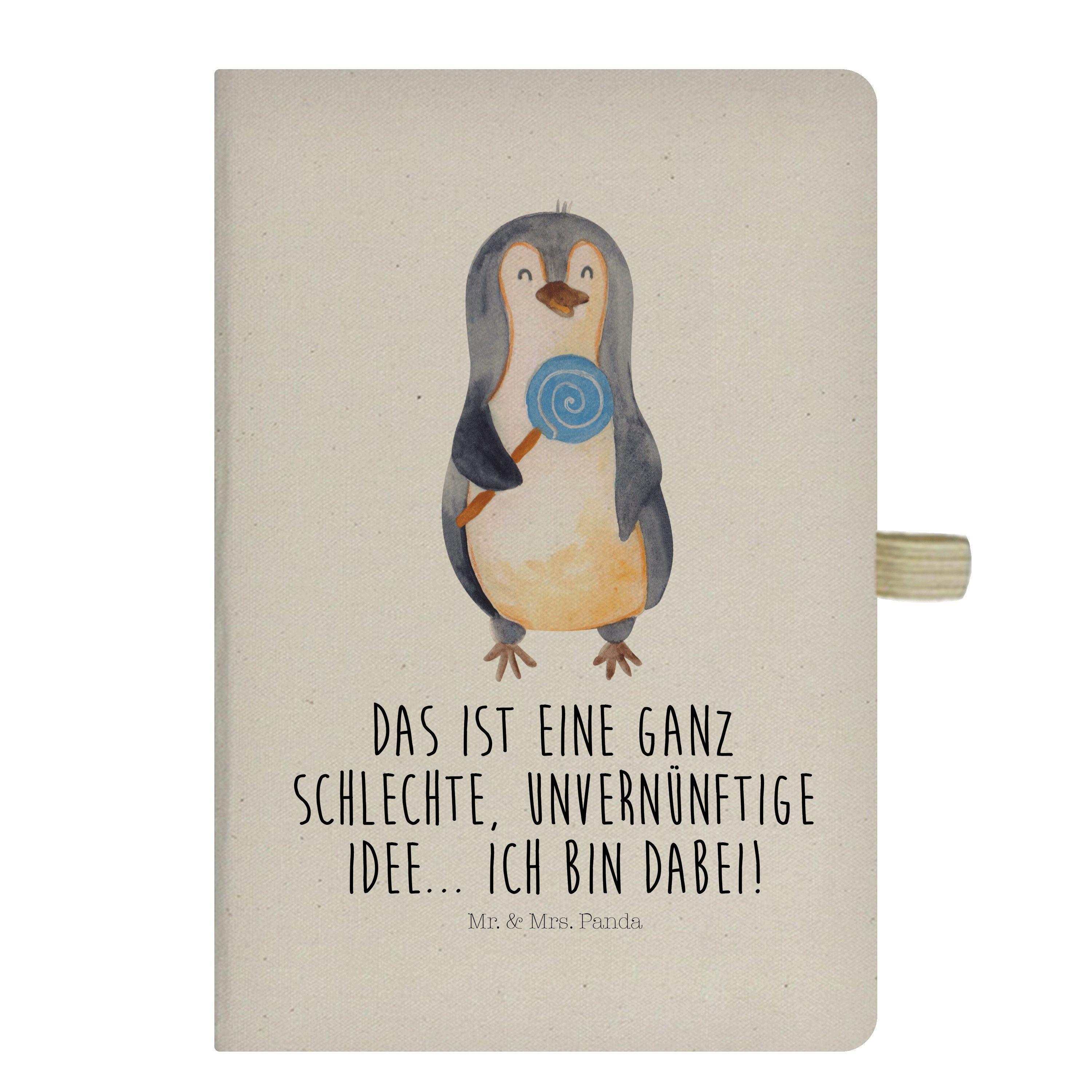 Mr. & Mrs. Panda Notizbuch Pinguin Lolli - Transparent - Geschenk, Pinguine, Ganove, Skizzenbuch Mr. & Mrs. Panda