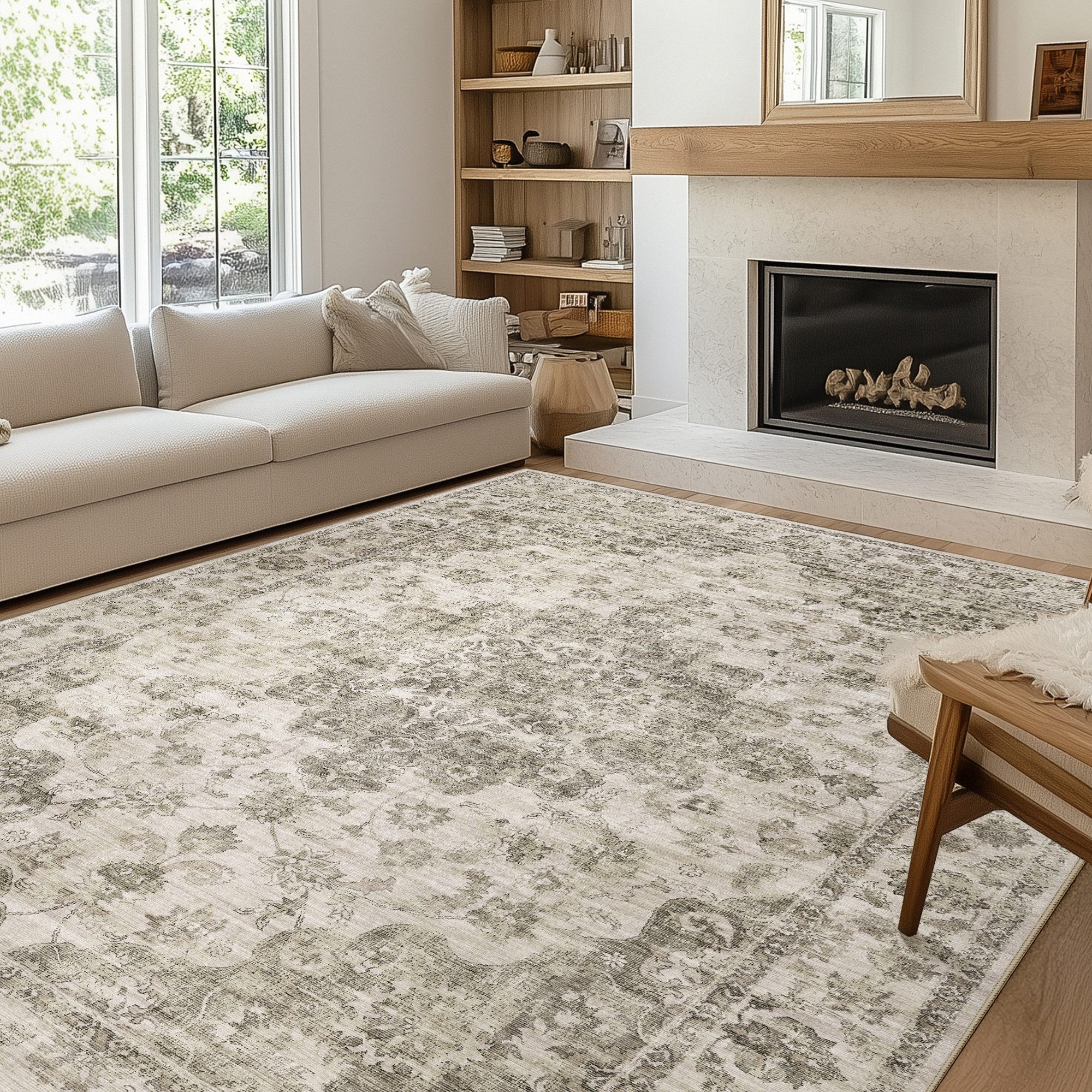 PURECOZY Teppich Wohnzimmerteppich, rutschfester Teppich, Vintage Stil, rec günstig online kaufen