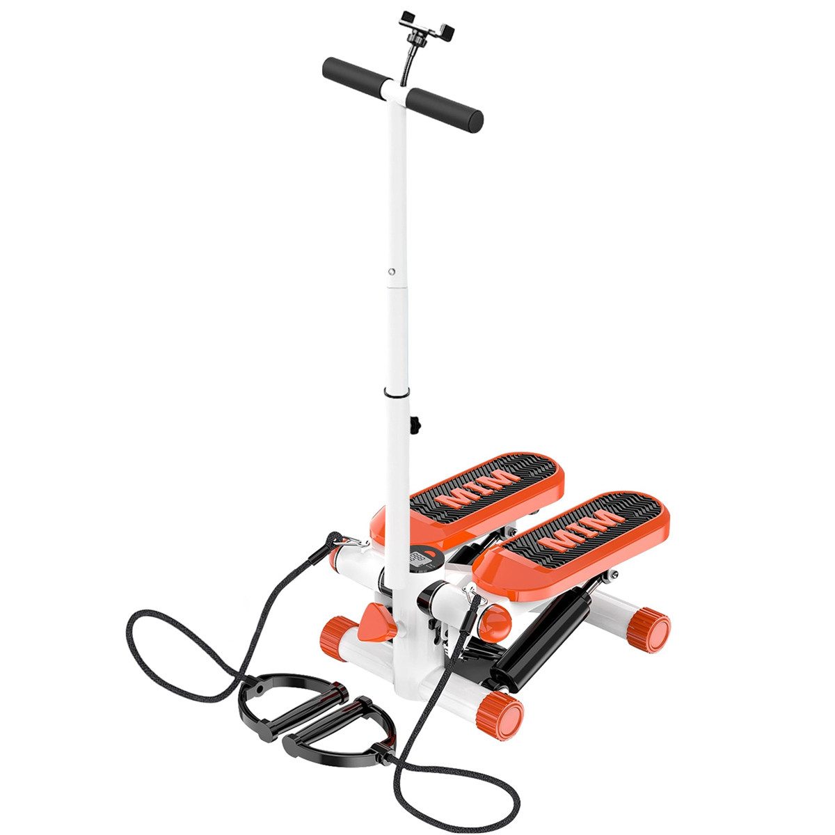 HYIEAR Stepper Stepper für Zuhause,Mini-Stepper für Zuhause,Leiser Swing Stepper (mit 2 Latex-Zugseilen), Mit Armlehnen und Handyhalterung. Maximale Belastung 120 kg