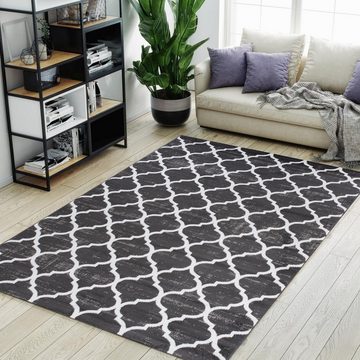 Designteppich Modern Teppich Geometrische Muster grau - Kurzflor, Mazovia, 160 x 230 cm, Geeignet für Fußbodenheizung, Höhe 7 mm, Kurzflor