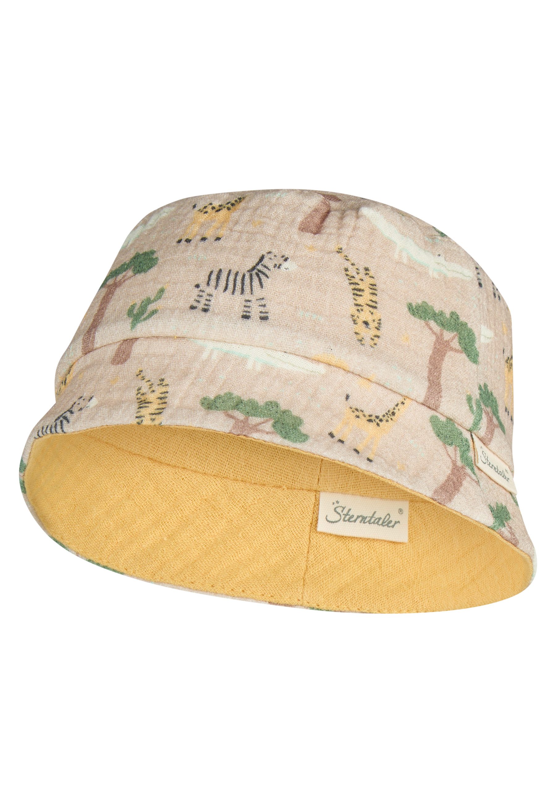 Sterntaler® Sonnenhut 50+ Wende-Fischerhut Safari (1-St) Wendbarer Fischerhut aus Bio-Musselin mit Safari-Druck & Bio-Futter