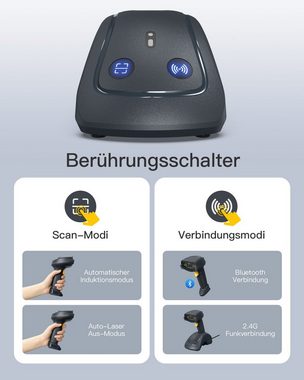 Inateck Inateck Barcode Scanner Bluetooth 2D Lesegerät mit Ladestation Handscanner, (Mega-Pixel-Auflösung)