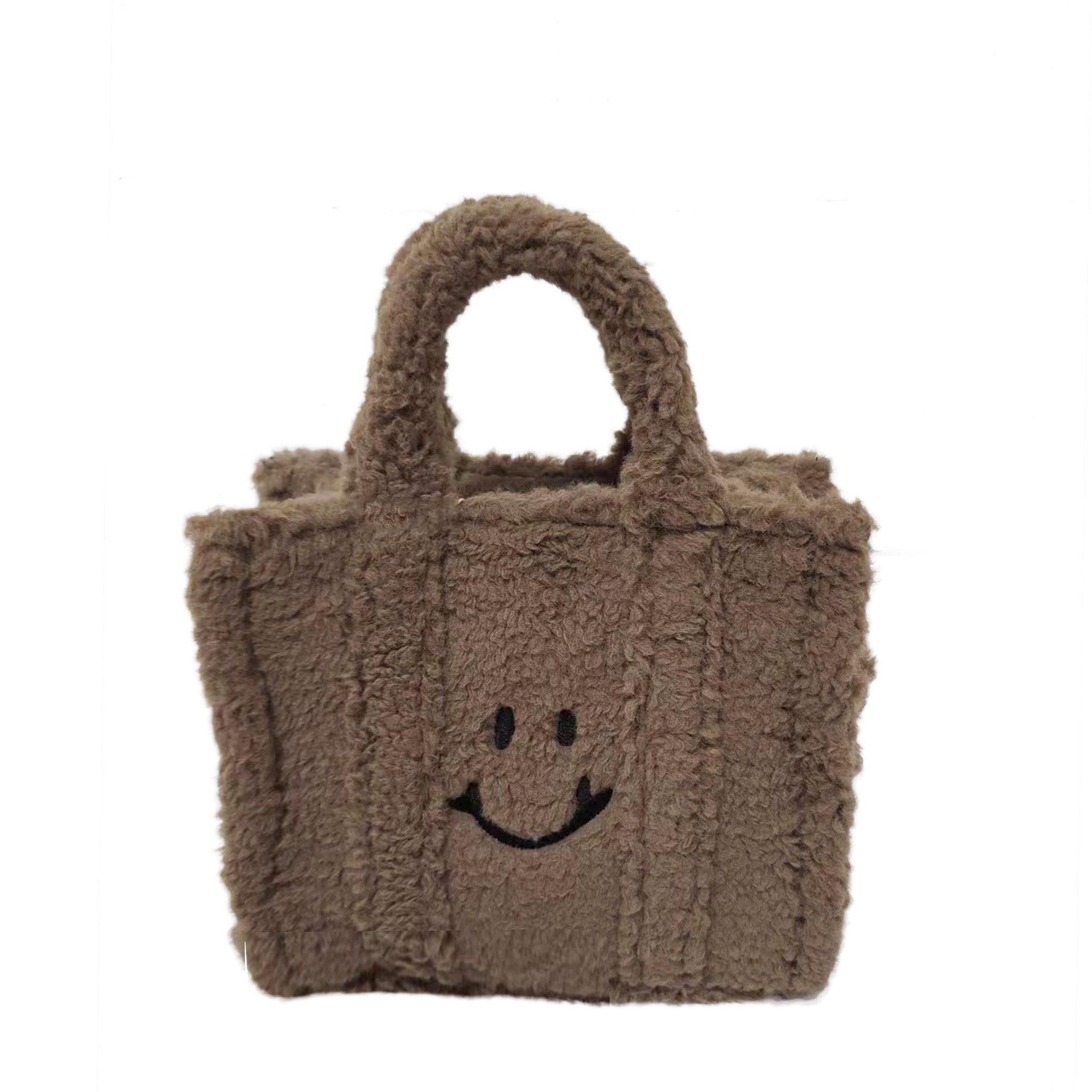 Handtasche plüschige Tote Bag mit Smileyprint