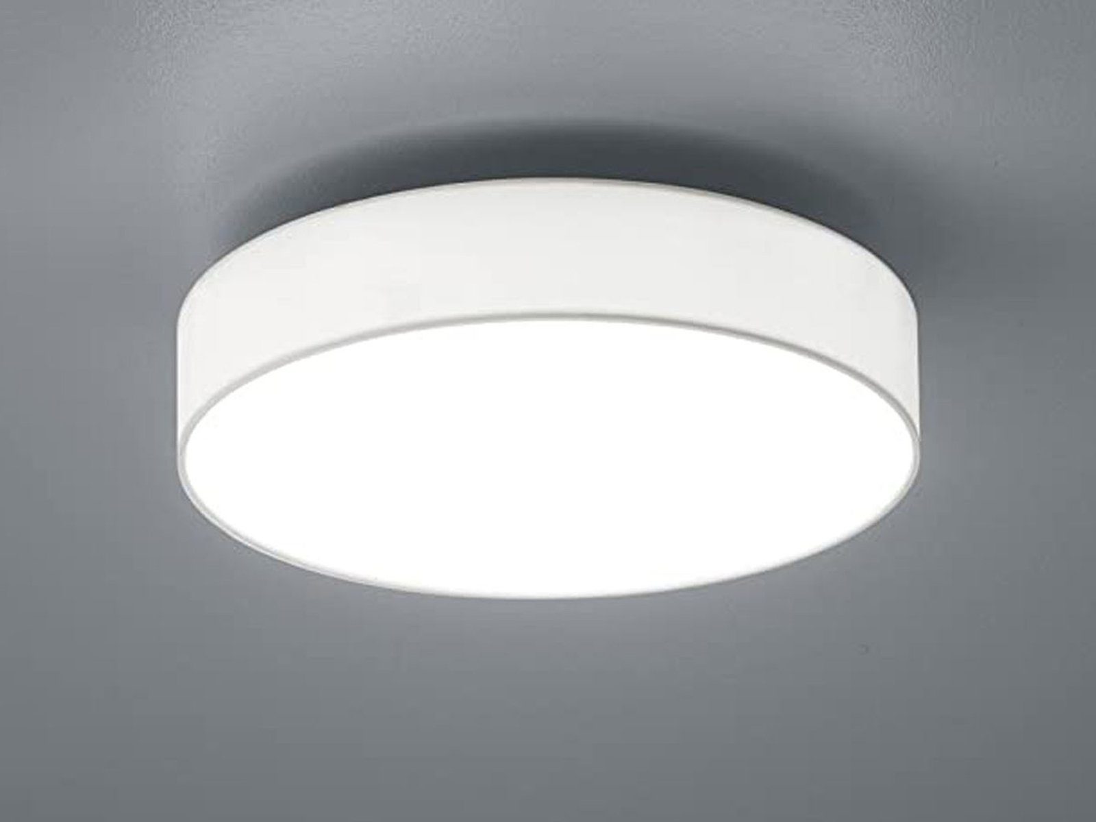 LED Deckenleuchte, Stoff mit LED meineWunschleuchte Warmweiß, flache Dimmfunktion, integriert, Design-klassiker Weiß dimmbare 2er-SET Lampen-schirm fest