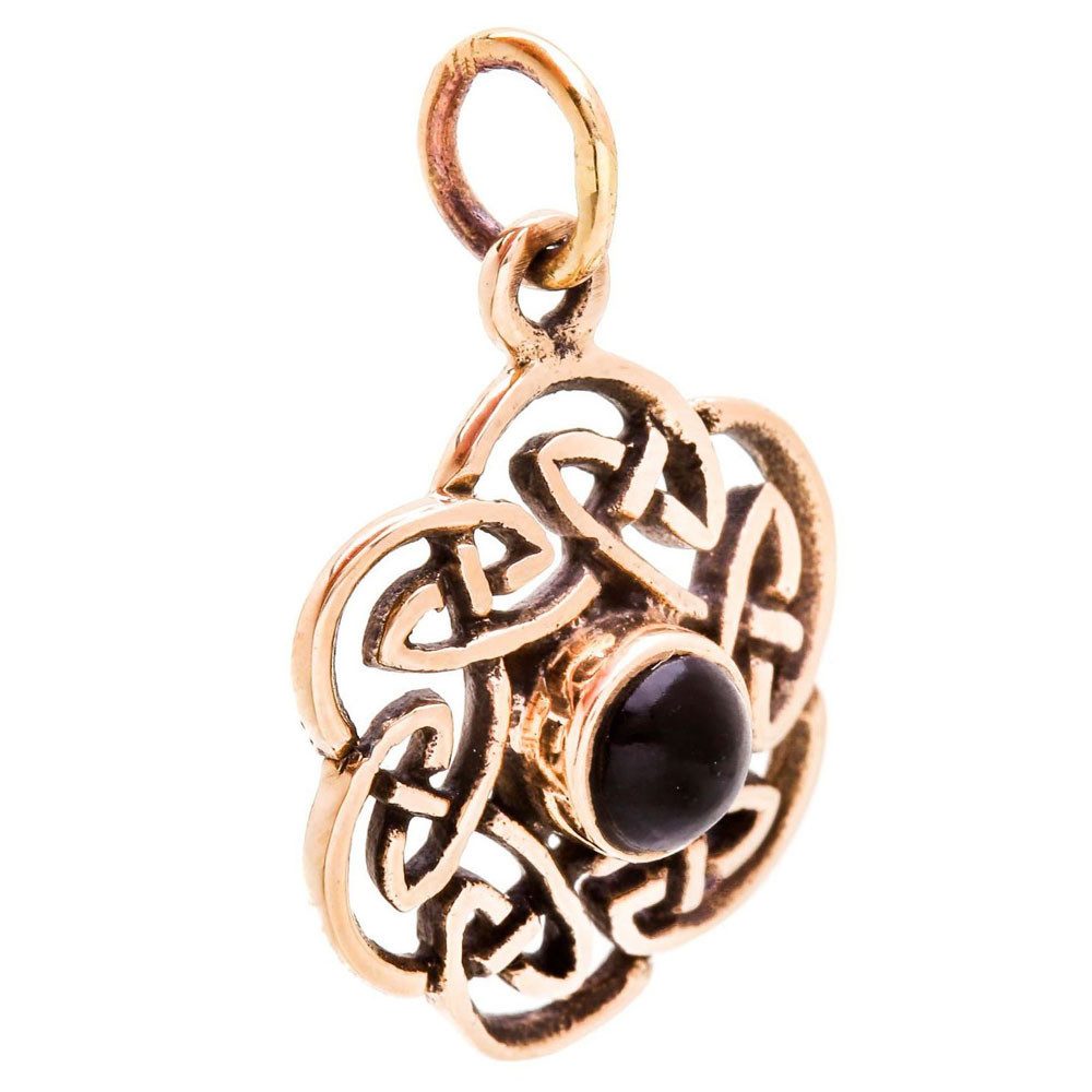 Kettenanhänger Keltischer Knoten mit Onyx Bronze Anhänger Schmuck 23x17mm