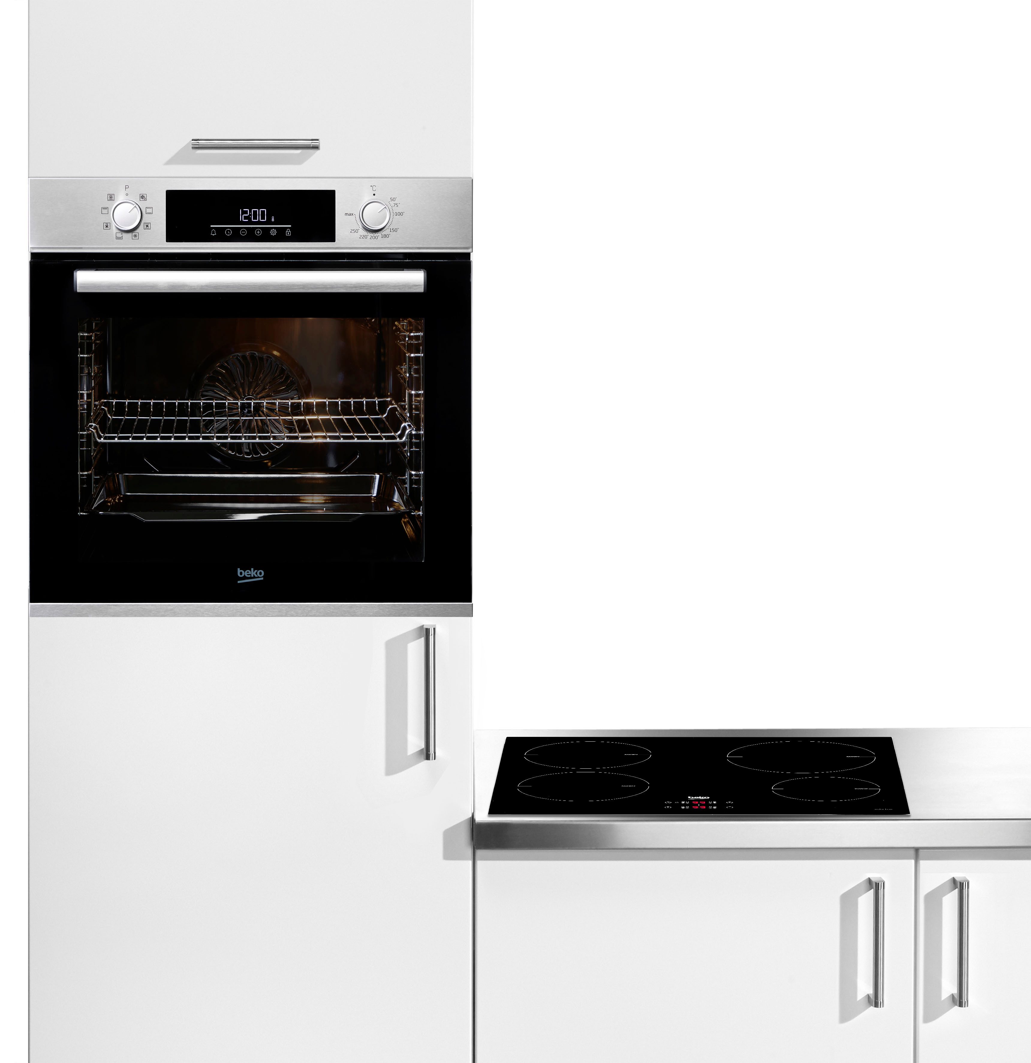 BEKO Backofen-Set BBSM12340X, mit Teleskopauszug nachrüstbar, Simple Steam Reinigungsfunktion, Gleichmäßige Heißluft für perfekte Ergebnisse dank Aeroperfect