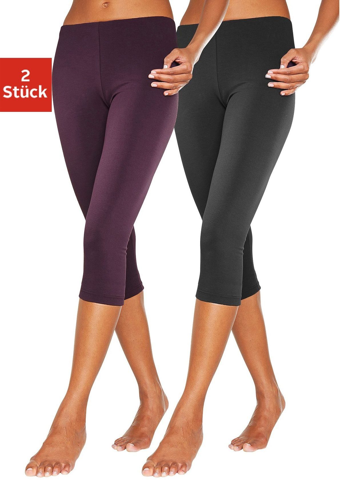 Vivance Active by Lascana Caprileggings (2er-Pack) mit Gummibund, Loungewear