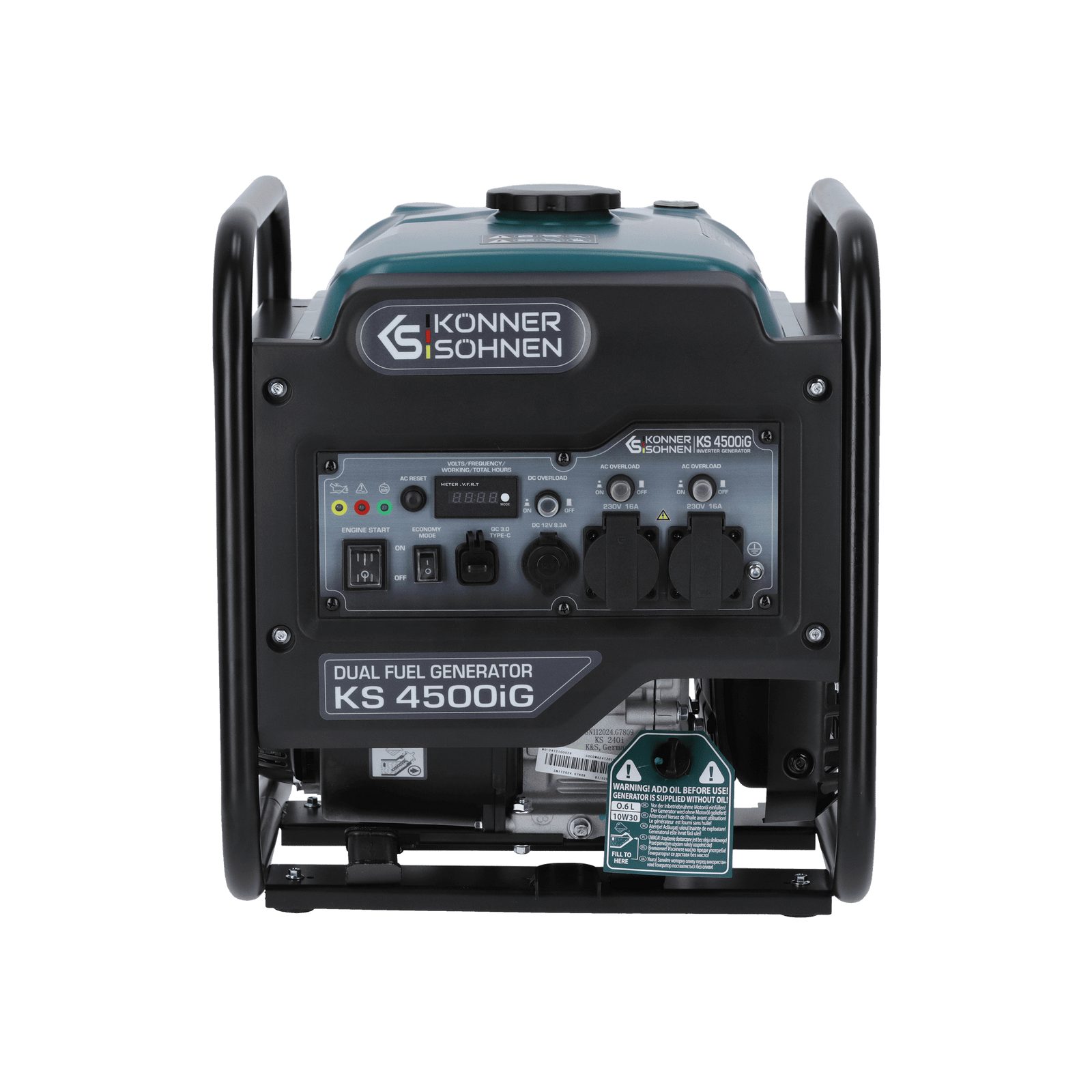 Könner & Söhnen Stromerzeuger KS 4500iG, (Hybrid Inverter Stromerzeuger 4.5kW (Benzin/LPG) mit Sinuswelle, 1-tlg., Dual Fuel LPG/Benzin, 4500W Max, Reine Sinus, 13L Tank, USB QC 3.0), Besondere Merkmale