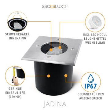SSC-LUXon LED Gartenstrahler LED Bodenleuchte JADINA schwenkbar, flach & eckig IP67 mit fourSTEP, Neutralweiß
