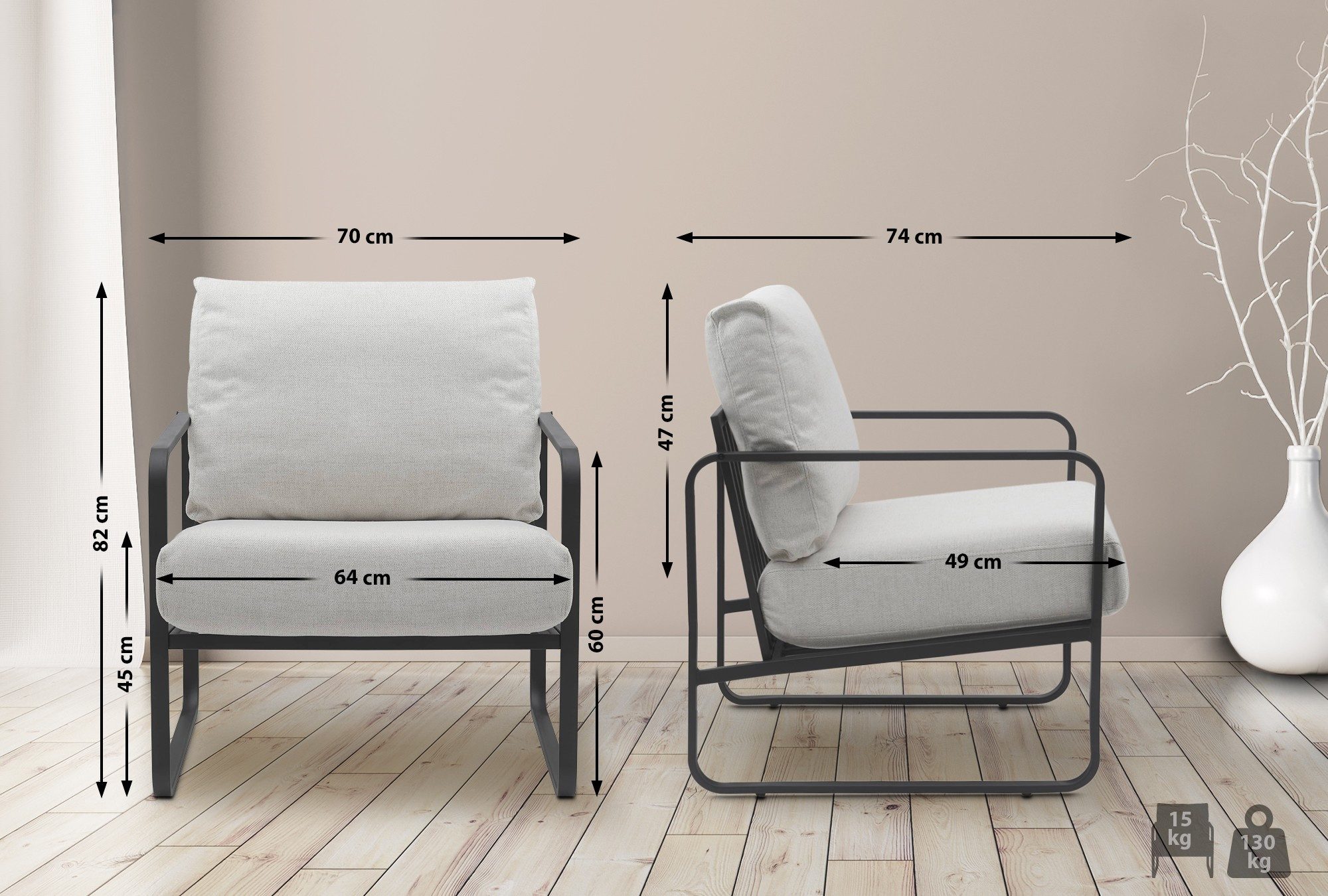 CLP Loungesessel Manea, gepolstert, mit Metallgestell günstig online kaufen