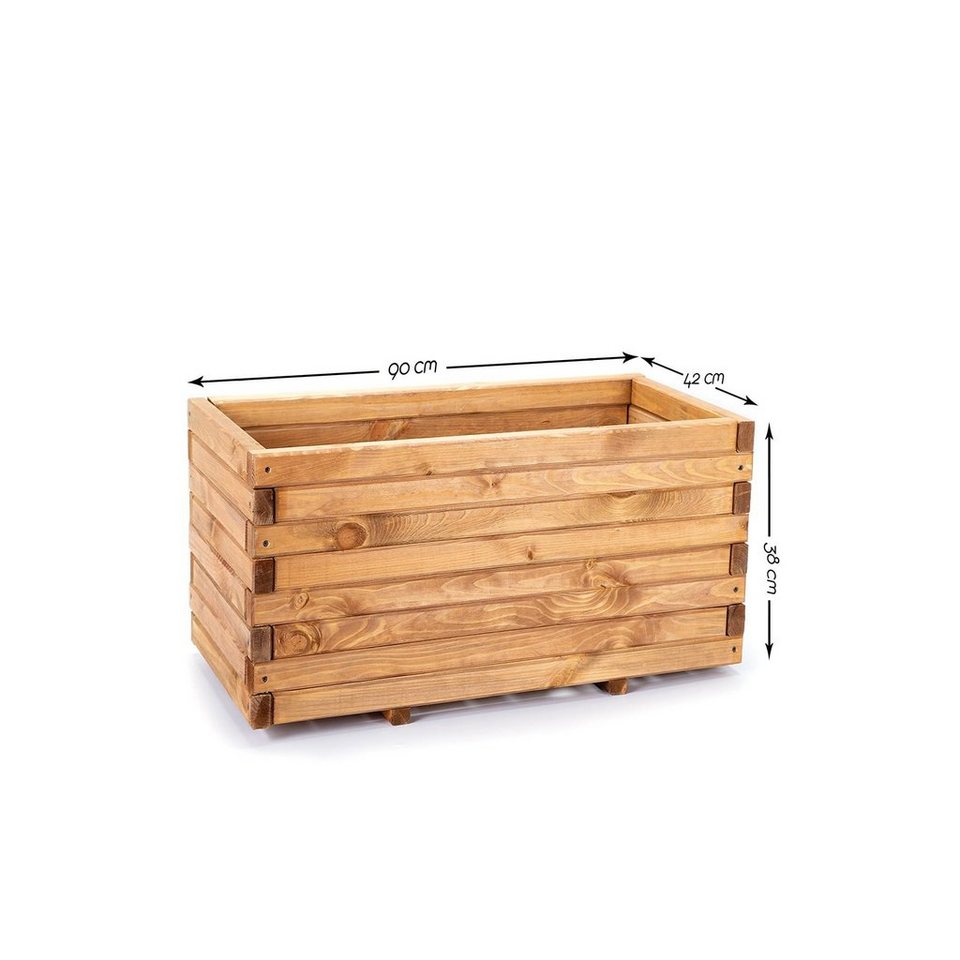 BooGardi Pflanzkübel Pflanzkasten Holz (Hochbeet 90cm), 5 Größen  Blumenkasten Kräuterbeet Balkon Terrasse