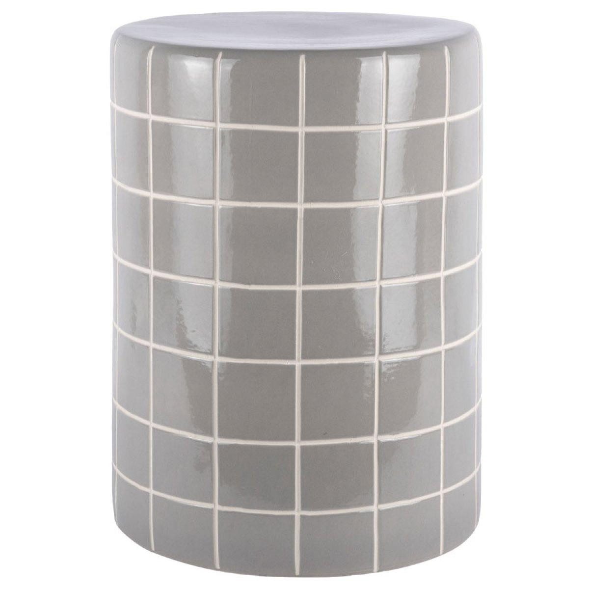 Leitmotiv Beistelltisch Pouf Beistelltisch Retro Tiles Cool Grey (44cm)