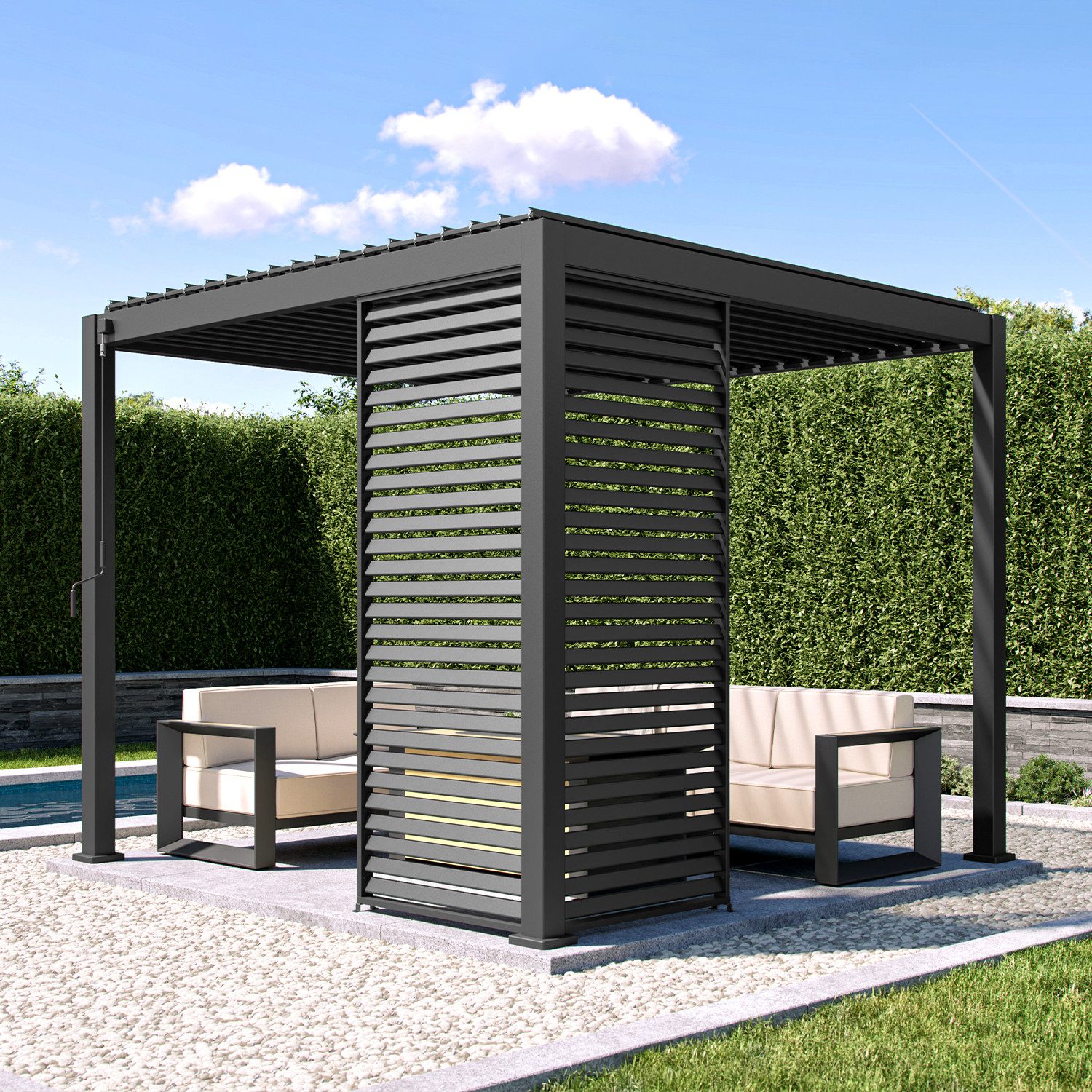 Mirador Pergola 1/3 Feste Lamellenwand 0.93m/1.23m, (Packung, 1-tlg), Aluminium Lamellenwand für Mirador 111DA Pergola Anthrazit