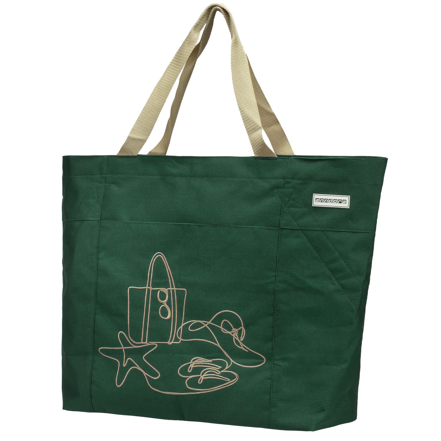 anndora XL-Strandtasche Schultertasche Freizeittasche 40 Liter, Geräumig – Stabil – Mit Reißverschluss – Innen- & Außenfach