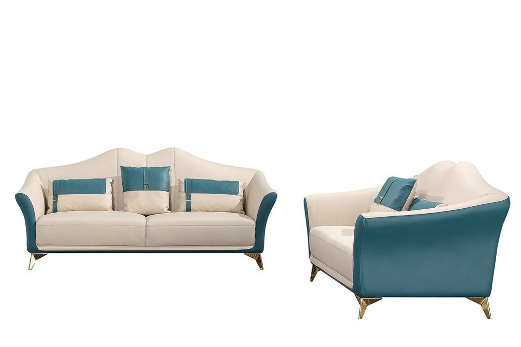 JVmoebel Blau Neu modernes Made Sitzer Europe Sofa Orange-weiße Design 3+2 in Polster, Sofagarnitur