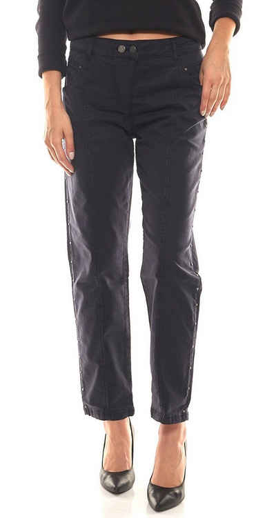 LauRie Regular-fit-Jeans »LauRie Hose schmale Damen Cropped-Jeans mit Ziernähten Serena Freizeit-Hose Dunkelblau«