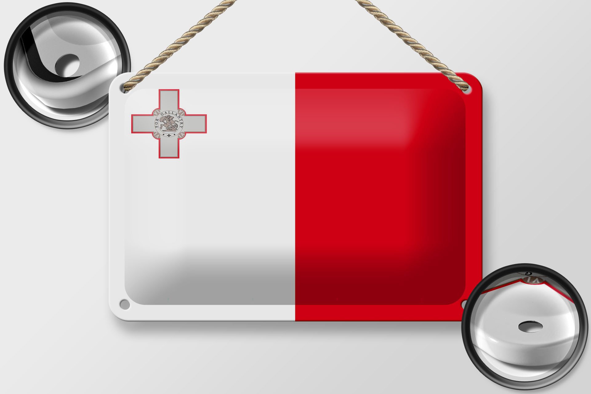 Femer GmbH Metallschild Flagge Maltas 18x12cm Flag of Malta, (1 St), gewölbte Oberfläche, abgerundete Ecken, umgeschlagene Kanten