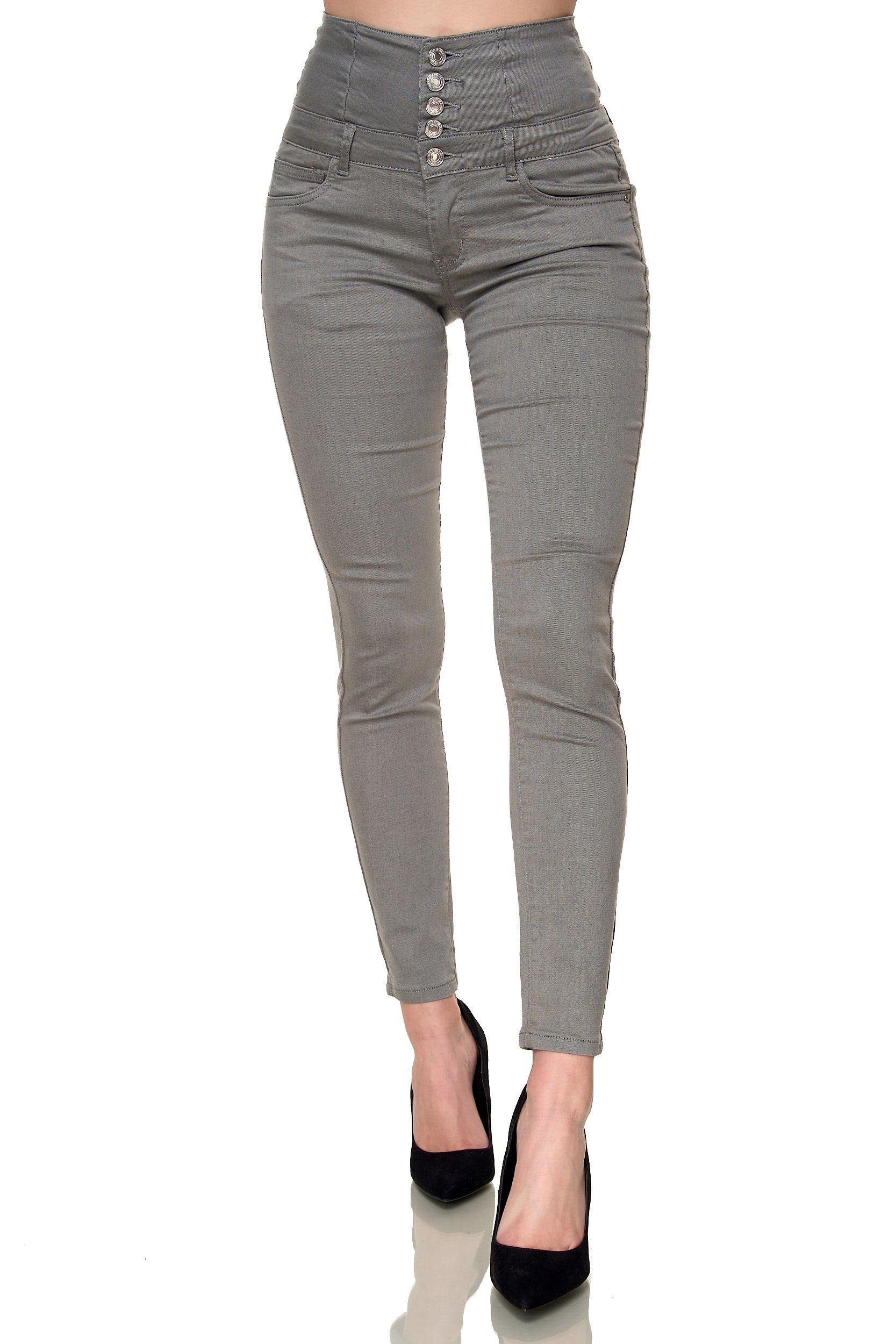 Elara High-waist-Jeans Elara Damen stretch Jeans Skinny High Waist (1-tlg) Hellgrau Hamburg | Slim-Fit Jeans