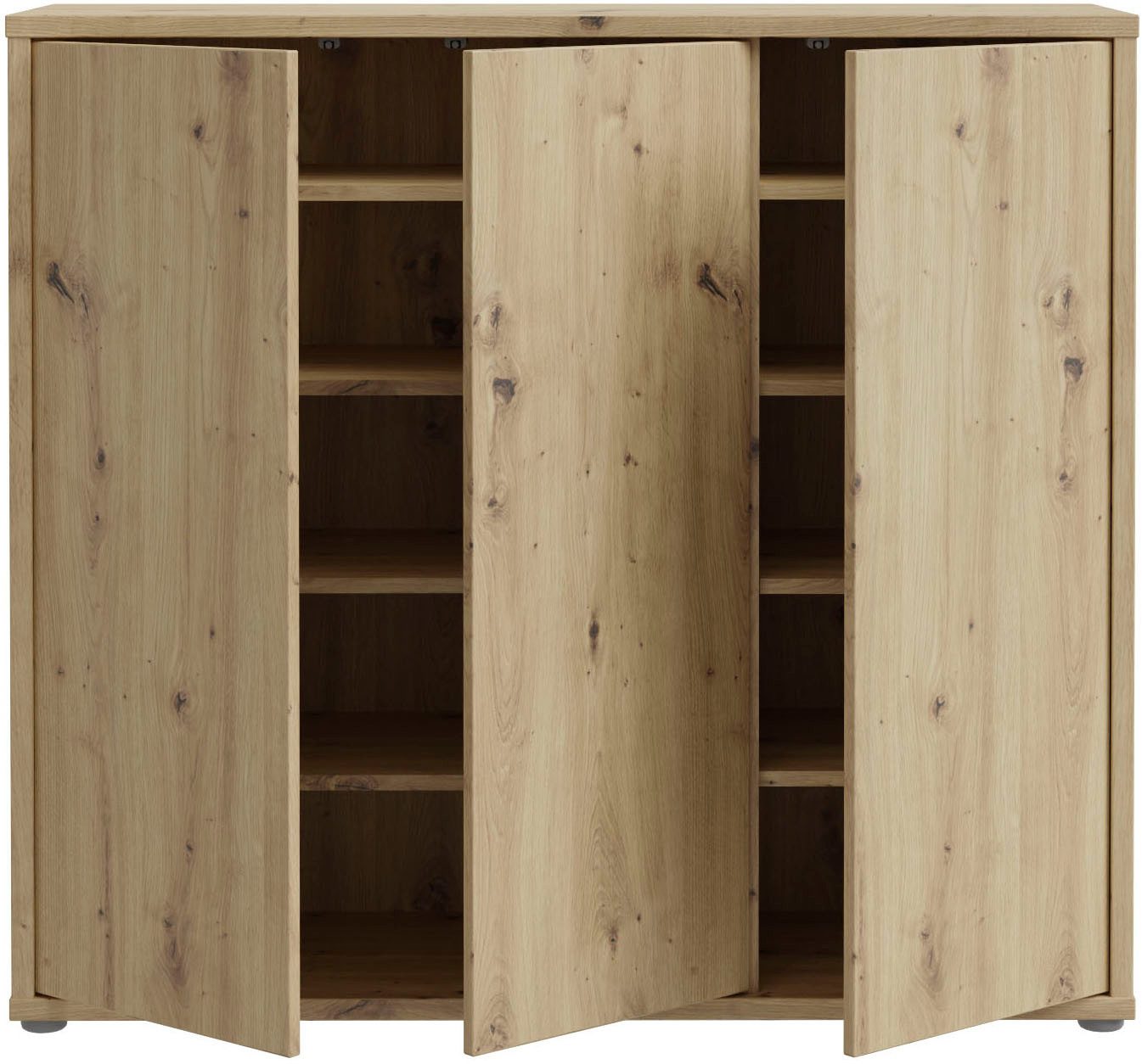 FORTE Schuhschrank Alice Springs, Schuhschrank, Platz für 20 Paar Schuhe, 3 Türen (B/H/T 109,2/99,1/34,9 cm) Stauraumschrank, Mehrzweckschrank, grifflose Front, Push to open