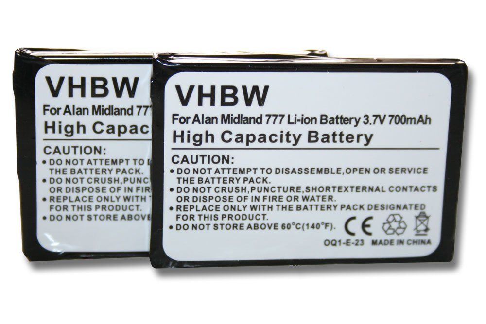 vhbw kompatibel mit Alan 777 Akku Li-Ion 700 mAh (3,7 V)