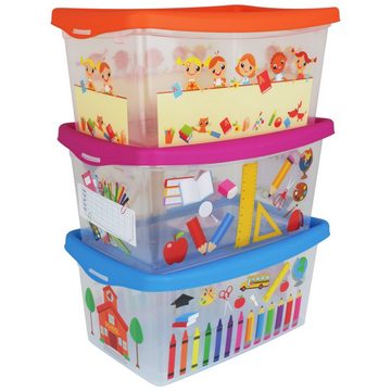 Centi Aufbewahrungsbox Aufbewahrungskiste 4L KIDS 3 Stück Stapelbox Aufbewahrung Lagerbox (3er Set), Spielzeug Kiste Stapel Box Aufbewahrung Regalbox Spielzeugaufbewahrung