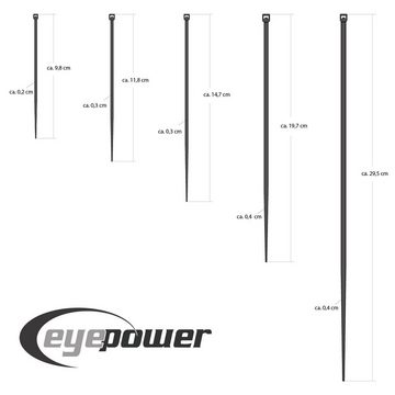 eyepower Kabelbinder Kabelbinder 500er Set sehr reißfestes Profi Set ca.100/120/150/200/300 mm