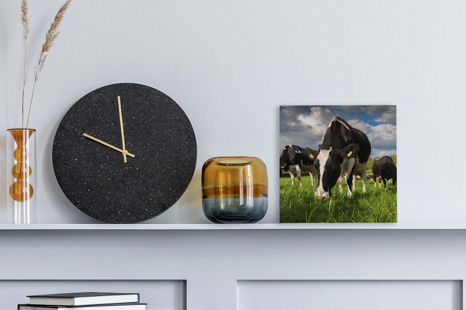 Gras - Wiese Bauernhof, Tiere - OneMillionCanvasses® Leinwand für Leinwandbild Wohnzimmer Kühe Bilder St), - Schlafzimmer - (1 bunt
