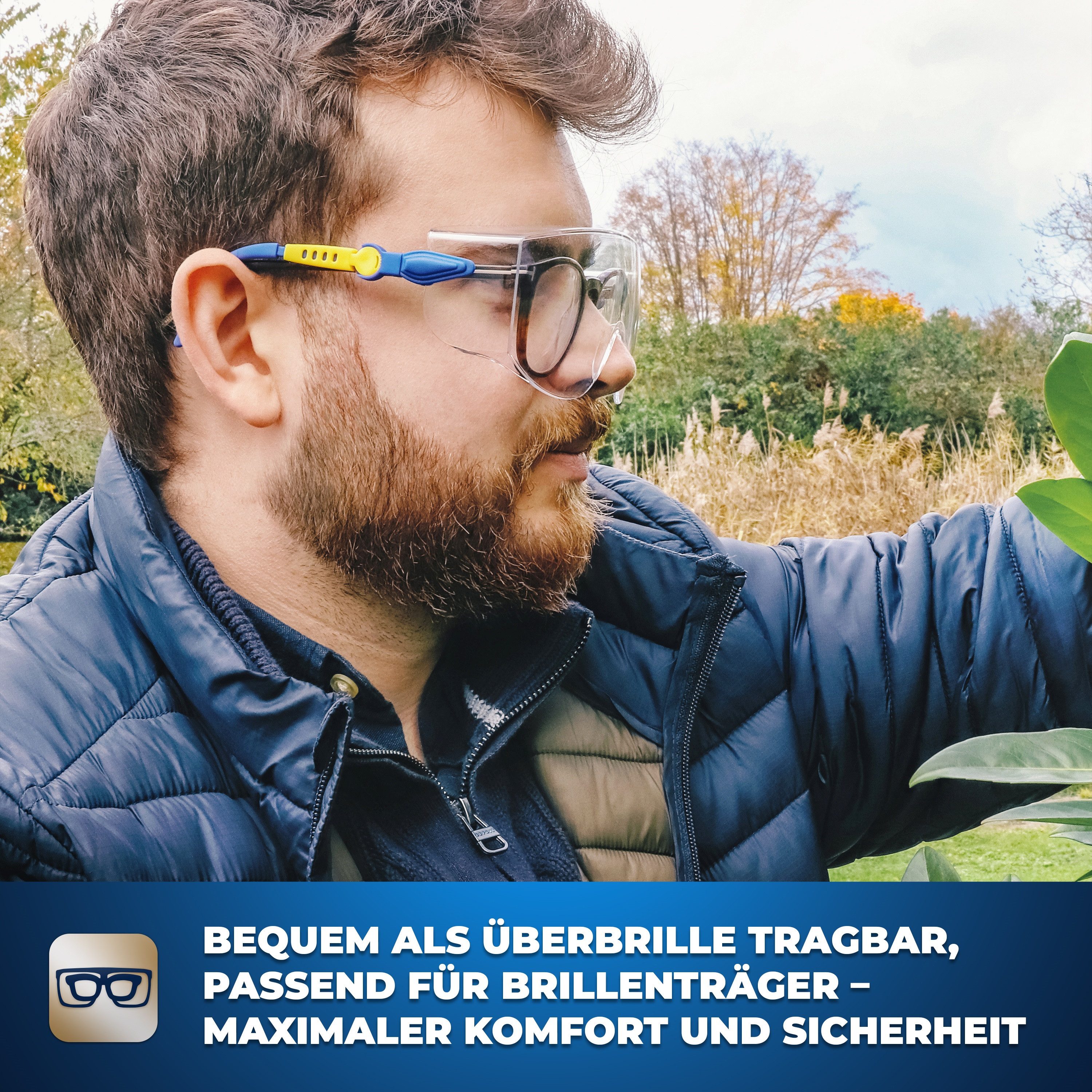 S&R Arbeitsschutzbrille Überbrille für Brillenträger, EN166, verstellbare Bügel, UV 400 Schutz, (Set, 2St., 2 Sicherheitsbrillen 1 Schützhülle, 1 schonendes Reinigungstuch), Sicherheitsbrillen aus stoßfestem Polycarbonat, transparent