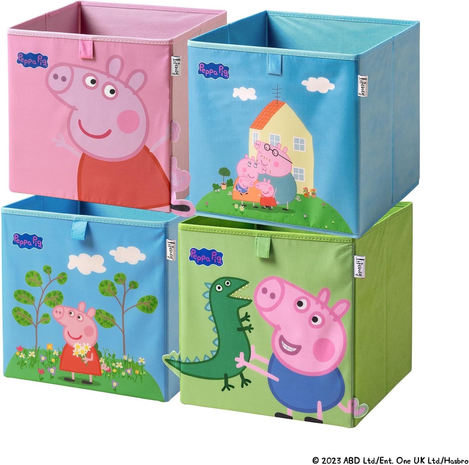 Lifeney Aufbewahrungsbox 1x meets Peppa Wutz Aufbewahrungsboxen für Kinder 4er Set (4 St), Box-Set mit Peppa Pig Motiven zur Aufbewahrung von Spielzeug