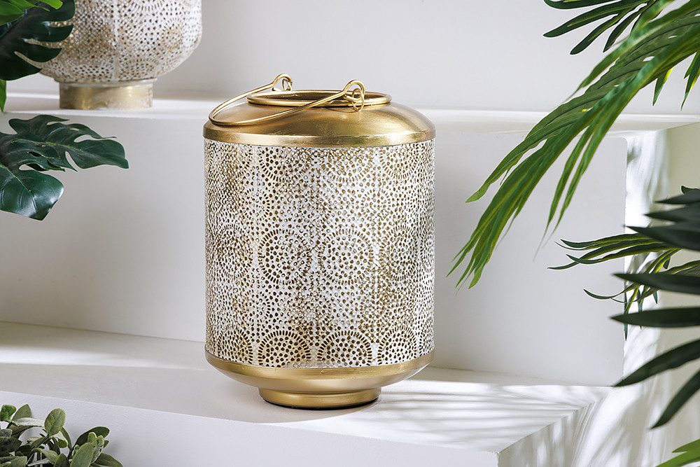 riess-ambiente Windlicht ORIENT 25cm gold (Einzelartikel, 1 St), Wohnzimmer · Metall · Dekoration · Laterne · Boden · handmade · Design