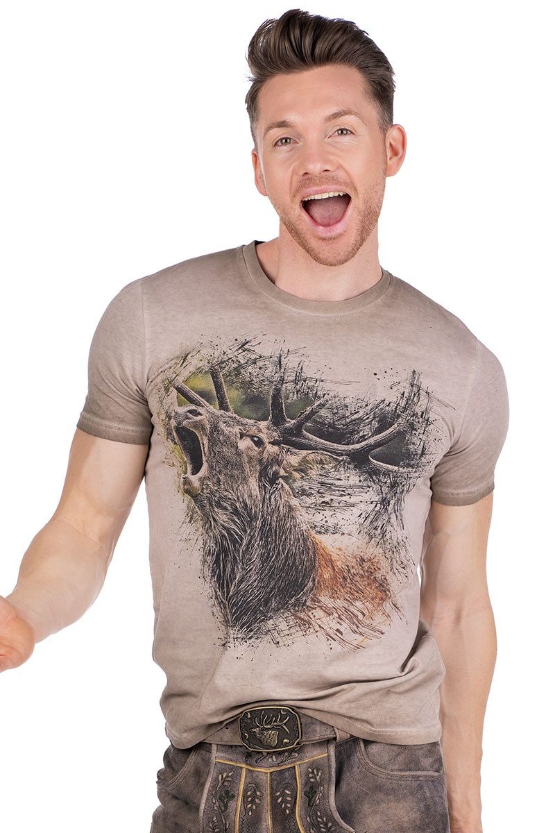 Trachtenshirt Trachtenshirt Herren - RUDOLF - beigebraun