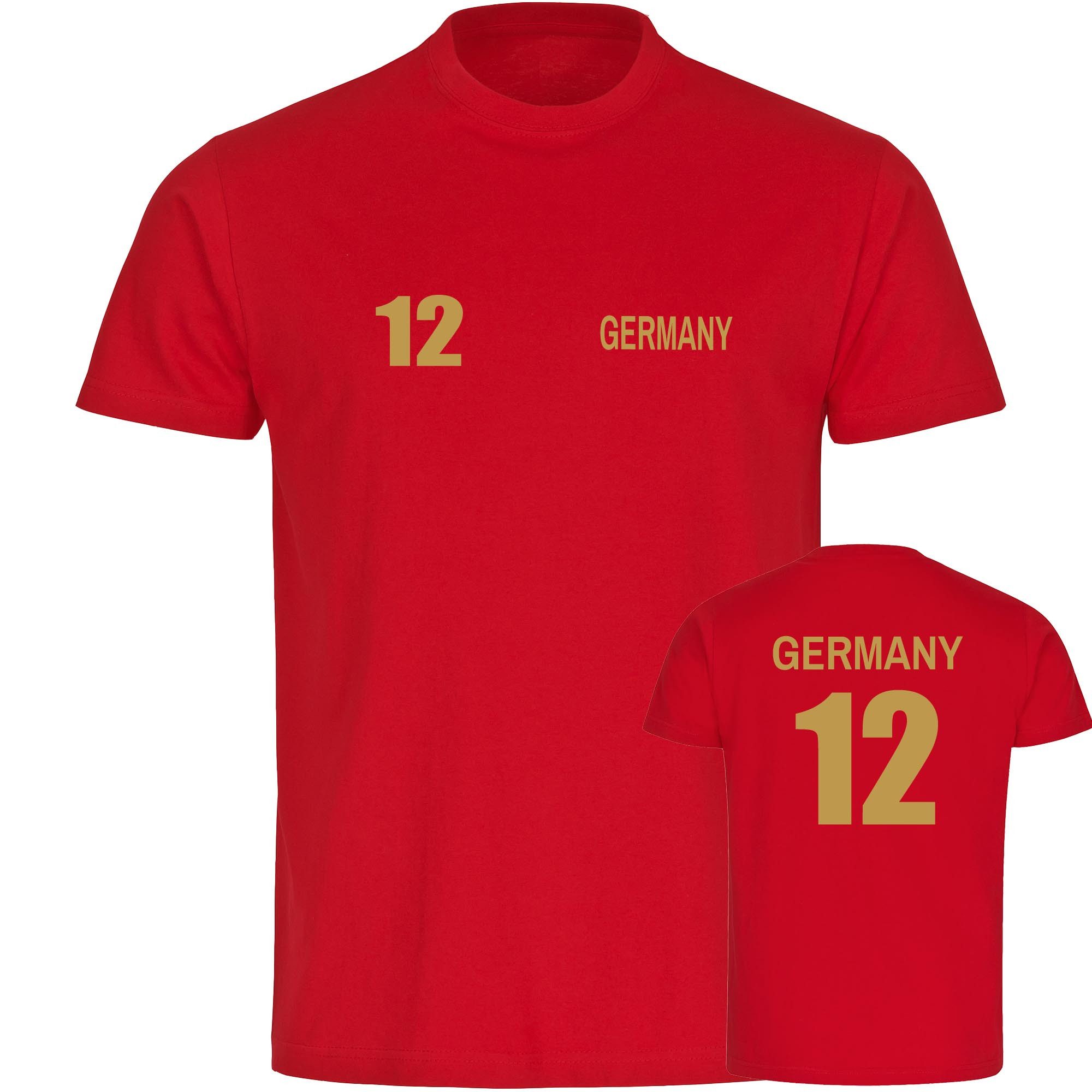 multifanshop T-Shirt Kinder Germany - Trikot 12 Gold - Boy Girl