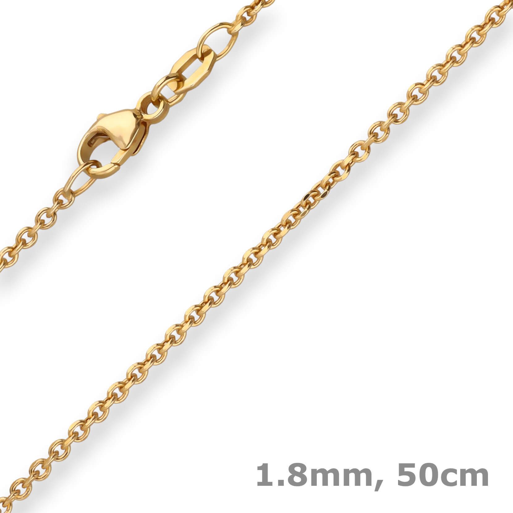 Schmuck Krone Goldkette 1,7mm Ankerkette hohl aus 750 Gelbgold 50cm, Gold 7 günstig online kaufen