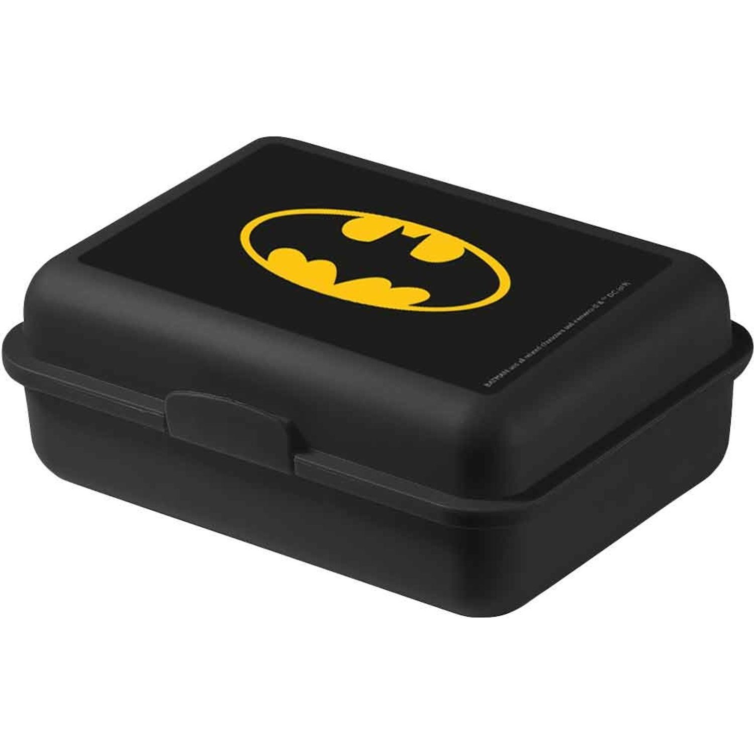 Kunststoff Lunchbox Brotdose (PP) Trennwand Batman Labels® Comics DC United - mit Schwarz,
