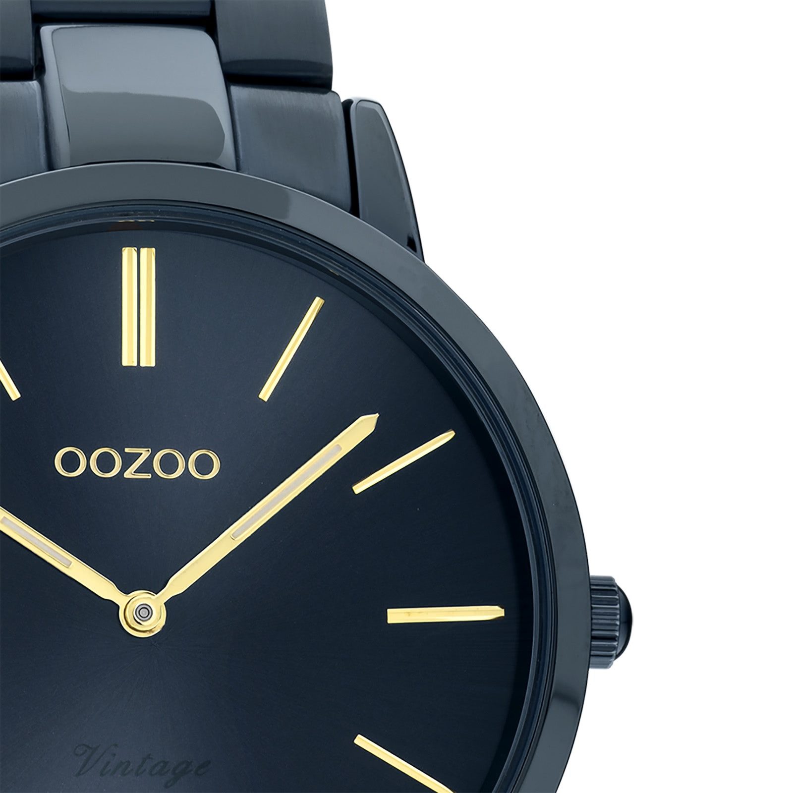 OOZOO Quarzuhr Oozoo Damen Armbanduhr blau, (Analoguhr), Damenuhr rund, mittel (ca. 38mm) Edelstahlarmband, Fashion-Style
