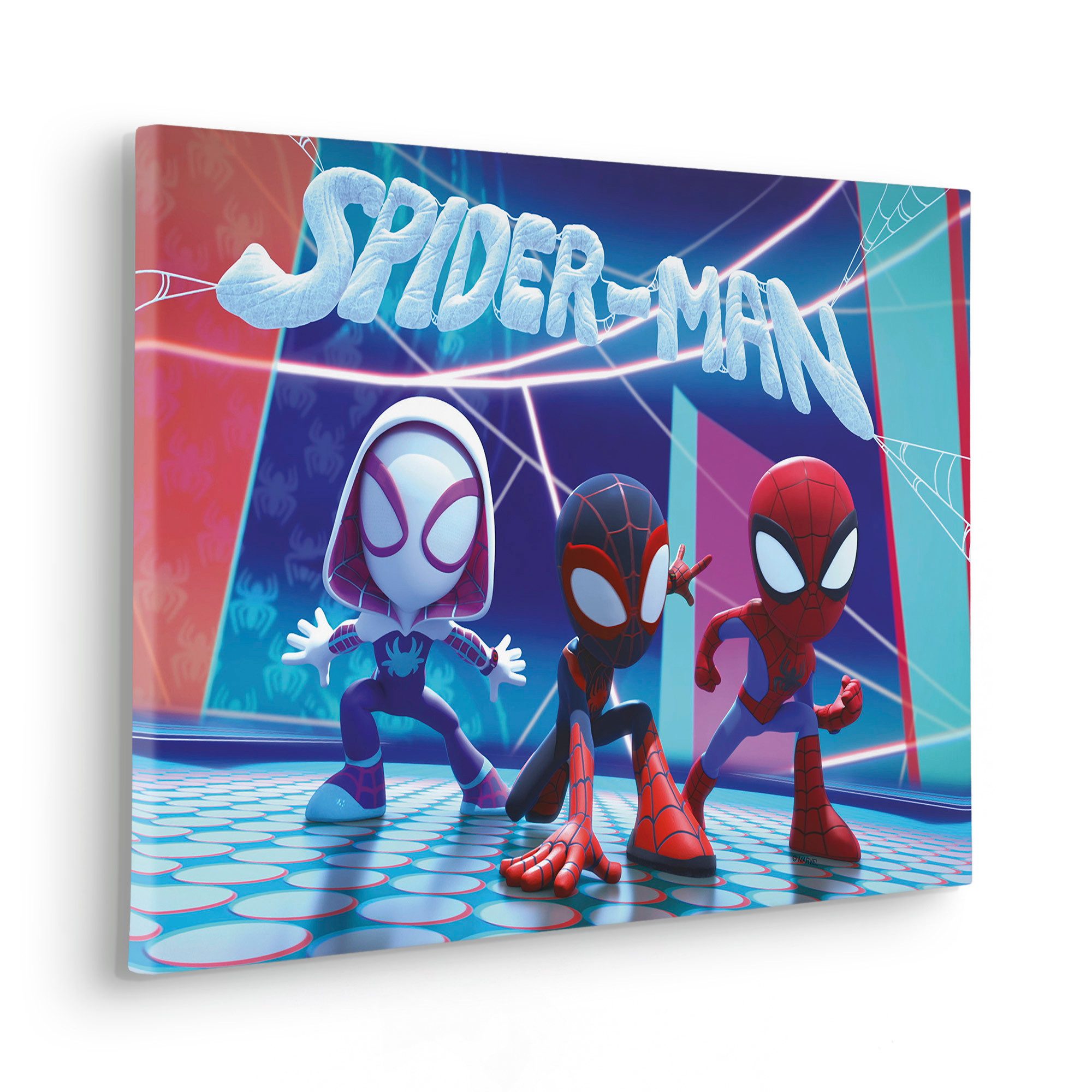 Komar Leinwandbild Spidey and His Amazing Friends Glowy Spideys - Größe 60 x 40 cm, Comic (1 St), Keilrahmenbild mit Echtholzrahmen, Kinderzimmer