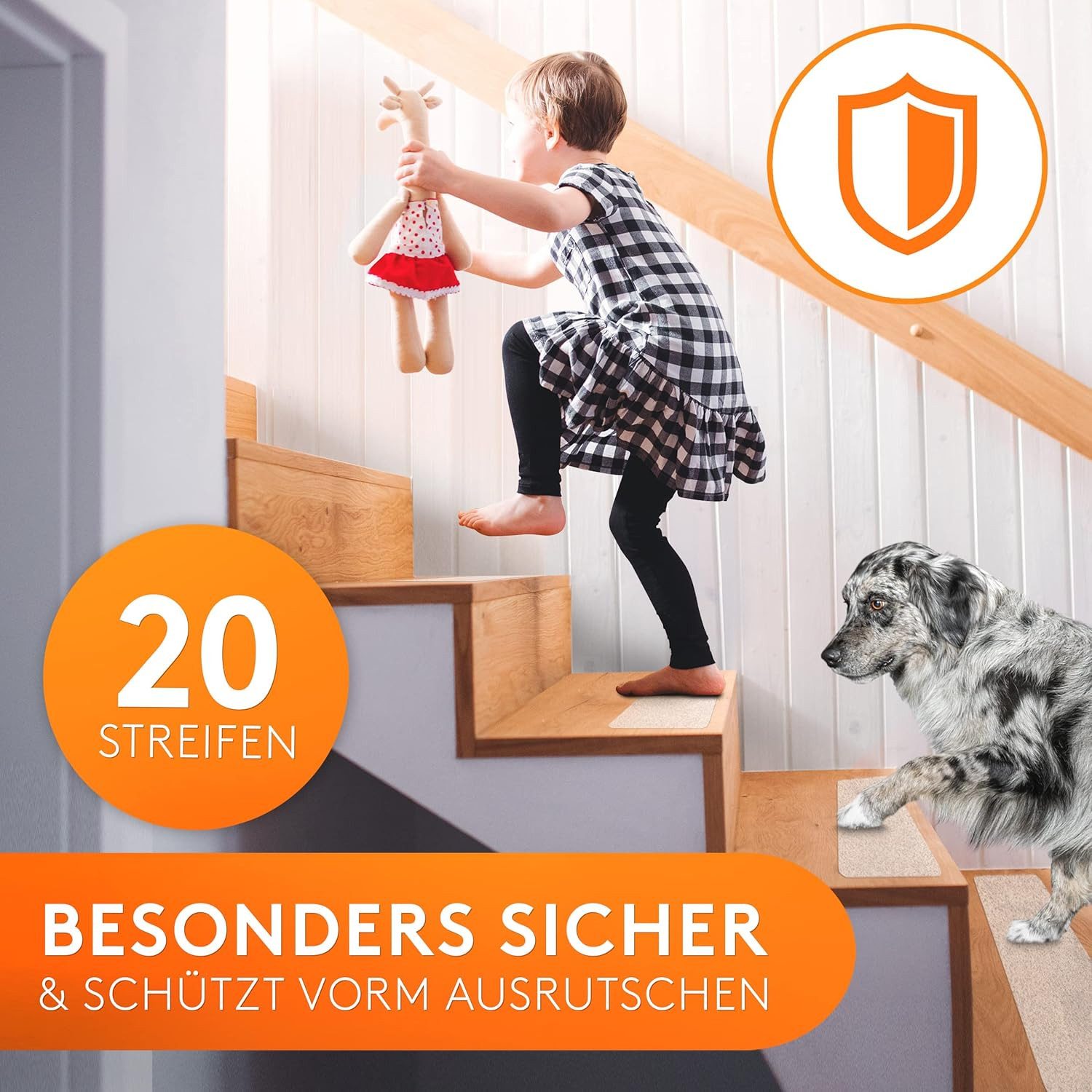 Falkenwerk Stufenmatte Anti-Rutsch für Treppen, [20 Stück] verschiedene Grö günstig online kaufen